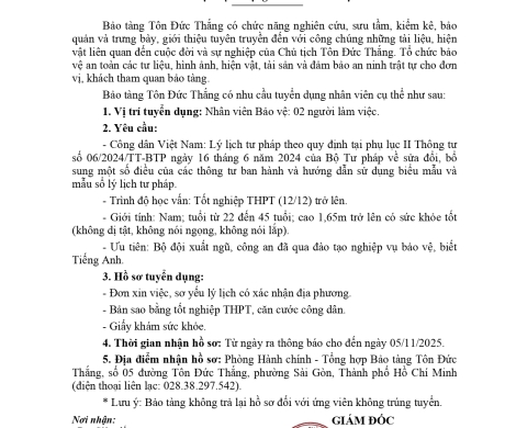 THÔNG BÁO TUYỂN BẢO VỆ